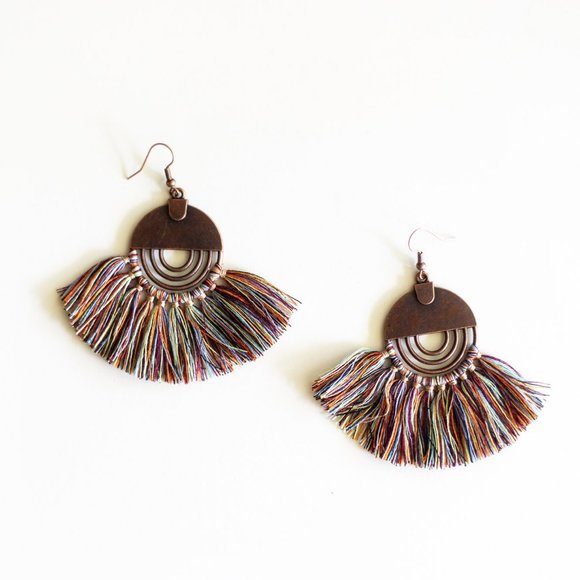 Bohemian Round Tassel Earrings - Picture 5 of 5
